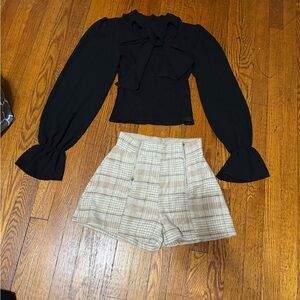 Commense Black Ruffle Long Sleeve Top